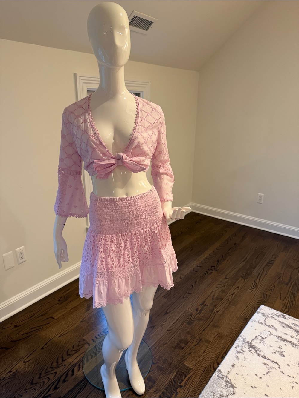 Temptation Positano 100% Linen pink skirt and top set